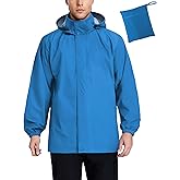 COOFANDY Men's Rain Jacket Waterproof Packable Raincoat Lightweight Windbreaker with Hood for Hiking Cycling