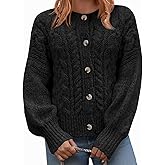 Yousify Womens Open Front Cardigan Sweaters Casual Cable Knit Long Sleeve Button Down Chunky Loose Fall Sweater