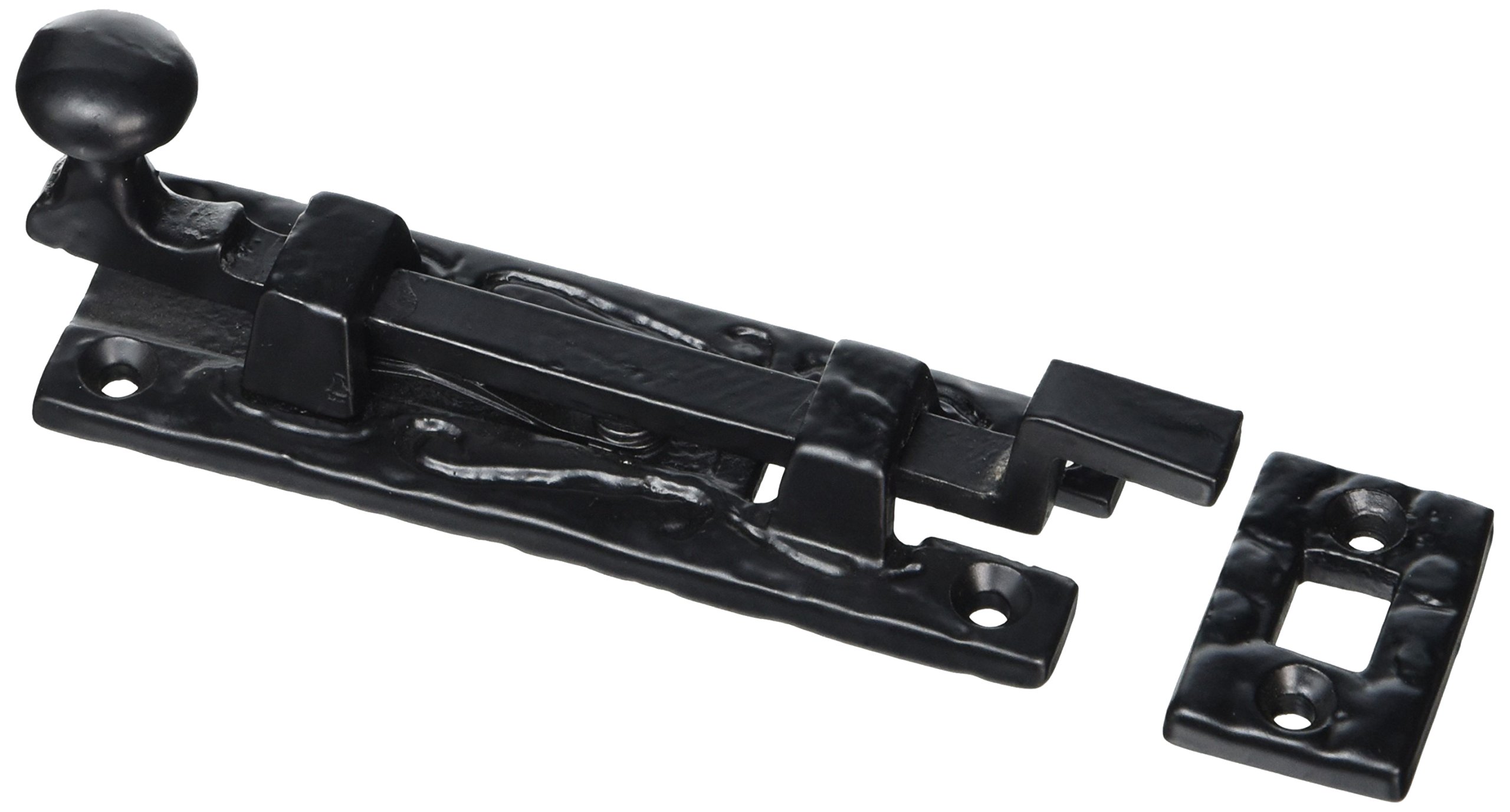 Merriway® BH00771 Antique Cranked Swan Neck Surface Slide Door Bolt, 100 mm (4 inch) - Black