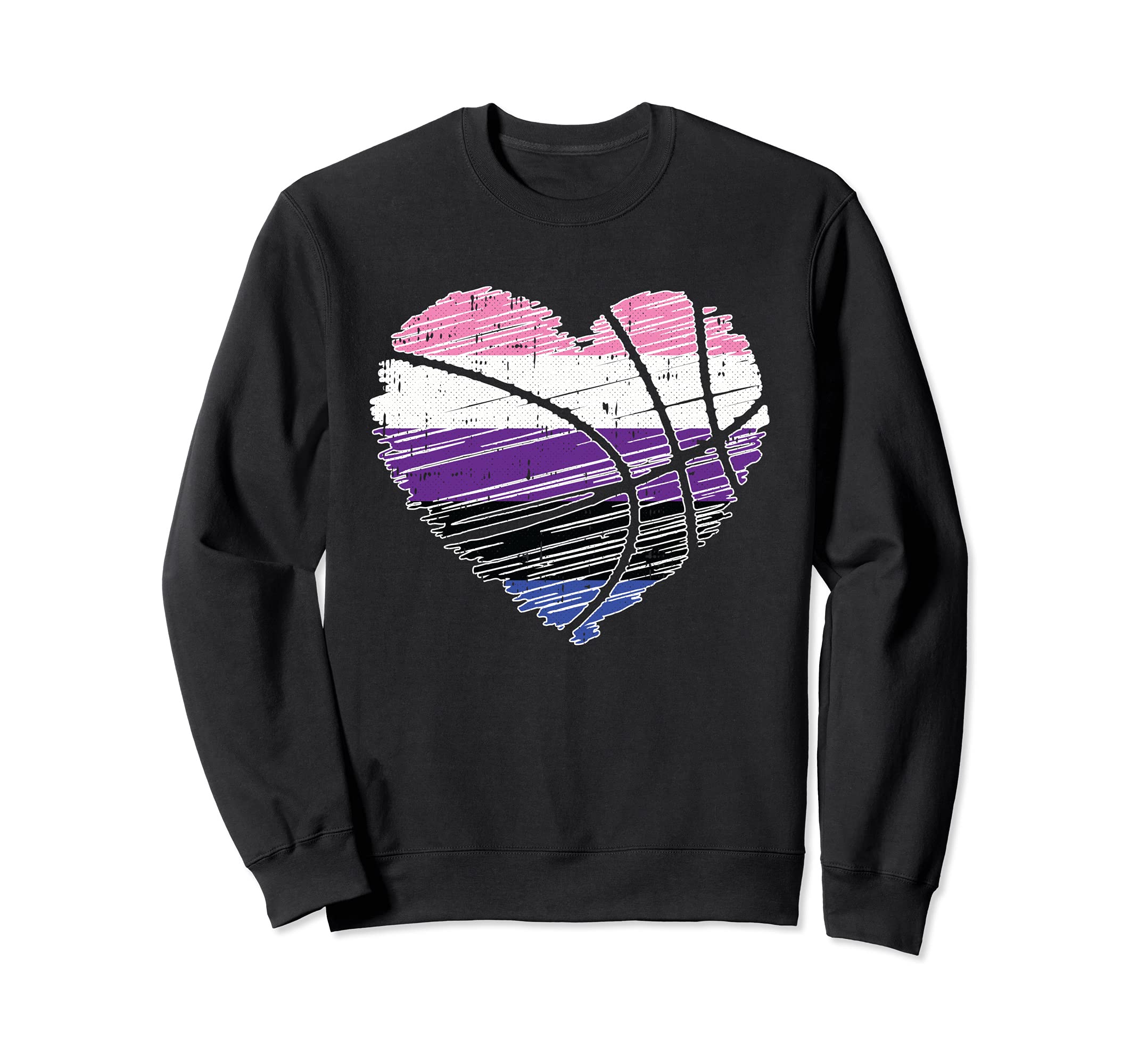Basket-Ball Heart Gender-fluid Pride Cool Sport LGBT-Q Ally Sweatshirt