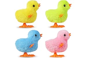 Auvitaya Easter Wind Up Chicken Toys, 4pcs Cute Plush Jumping Bunny Toy Hopping Animals Clockwork Windup Rabbit for Kids Birthday Gift Party Favors Christmas Goody Bag Fillers Prizes Treasure Box