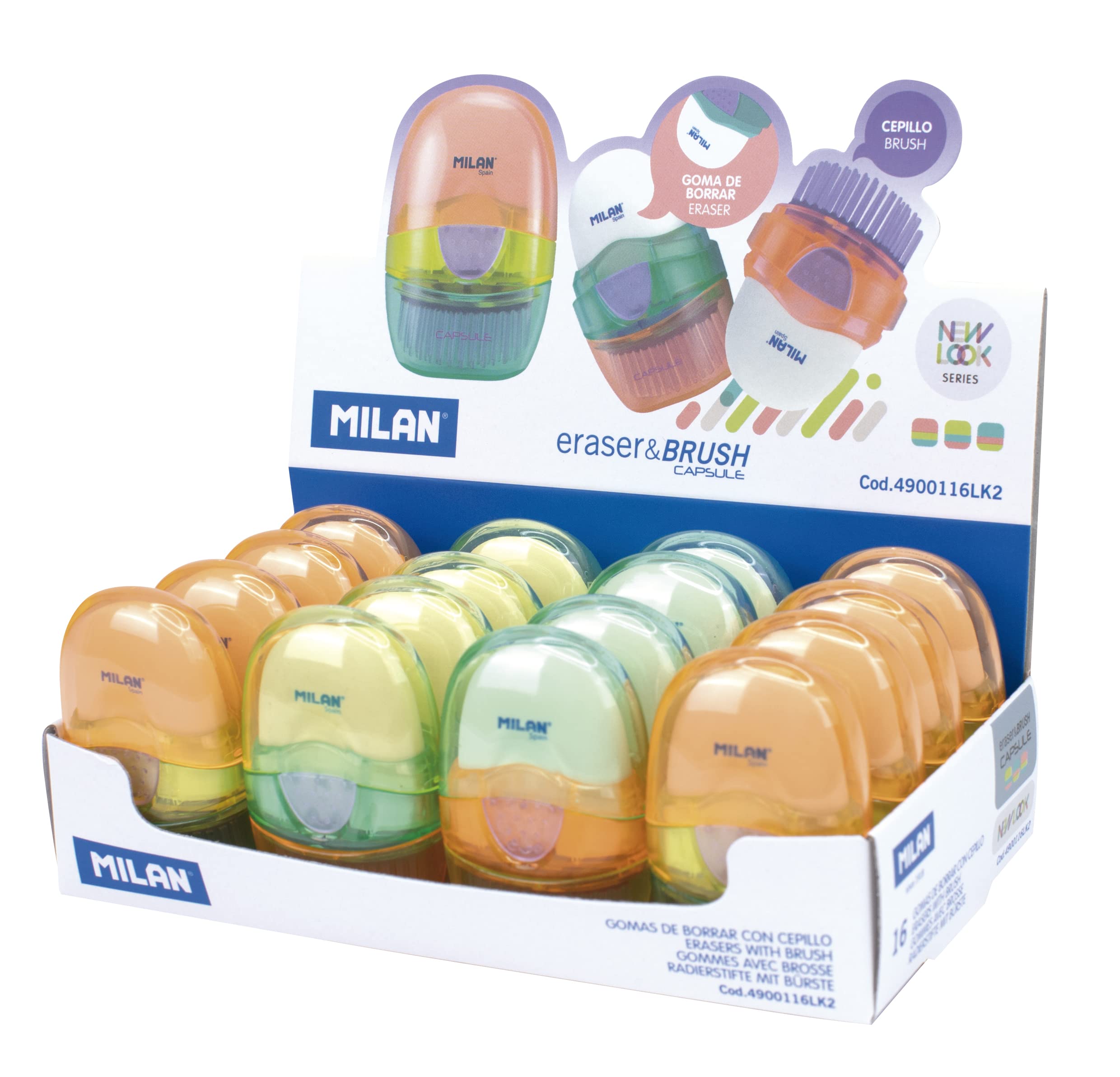 Milan® Capsule New Look Milan Series 16 Rubber Display Box with Brush