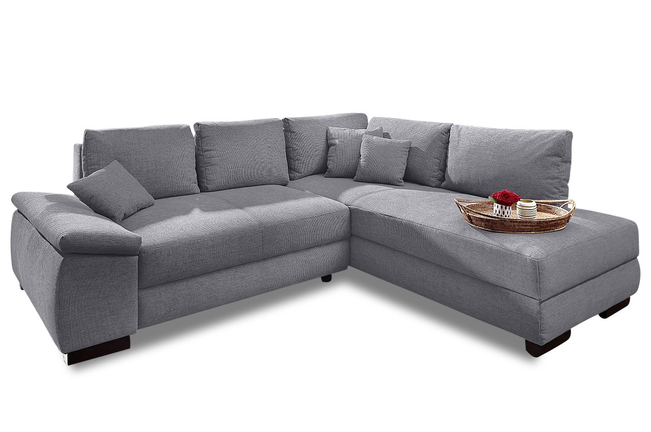 Sofa Megaecke Trinidad mit BOXSPRING - Webstoff Grau ...