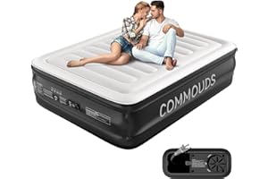 COMMOUDS Matelas gonflable grand lit avec pompe intégrée, matelas gonflable surélevé de 45,7 cm, matelas gonflable confortabl