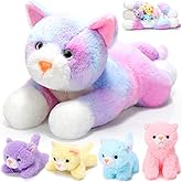 Skylety 5 Pieces Cat Stuffed Animal with Babies Inside Belly Plush Cat Pregnant Mommy Kitty with 4 Cute Fluffy Stuffed Kittens Christmas Birthday Surprise Gifts(Colorful)