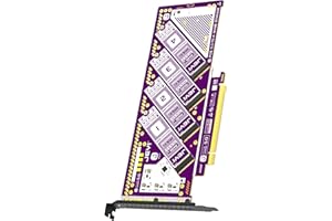 JEYI PCIe 5.0 X16 to Quad NVMe M.2 Adapter (45° Angled), Backwards Compatible with PCIe 4.0/3.0, Requires PCIe Bifurcation, S