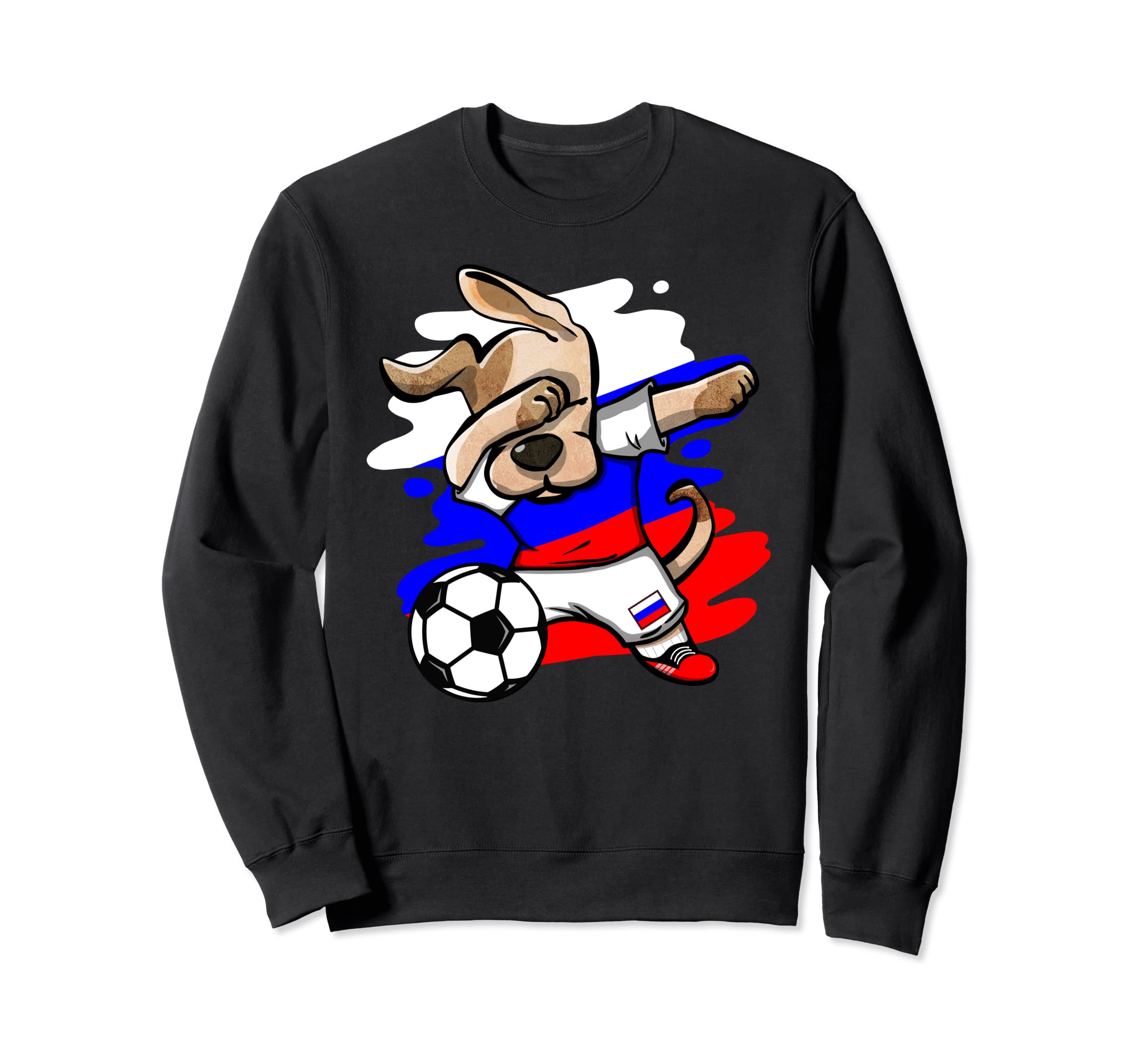 Dabbing Dog Russia Soccer Fans Jersey Russian Flag Football Sweatshirt