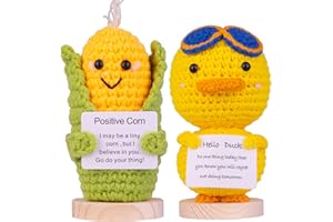 MuMyer Funny Positive Potato 2 Pack Handmade Emotional Support Knitting Wool Potatoes Doll Gift Car Dashboard Decoration with Wooden Base for Car Home Office(C16)