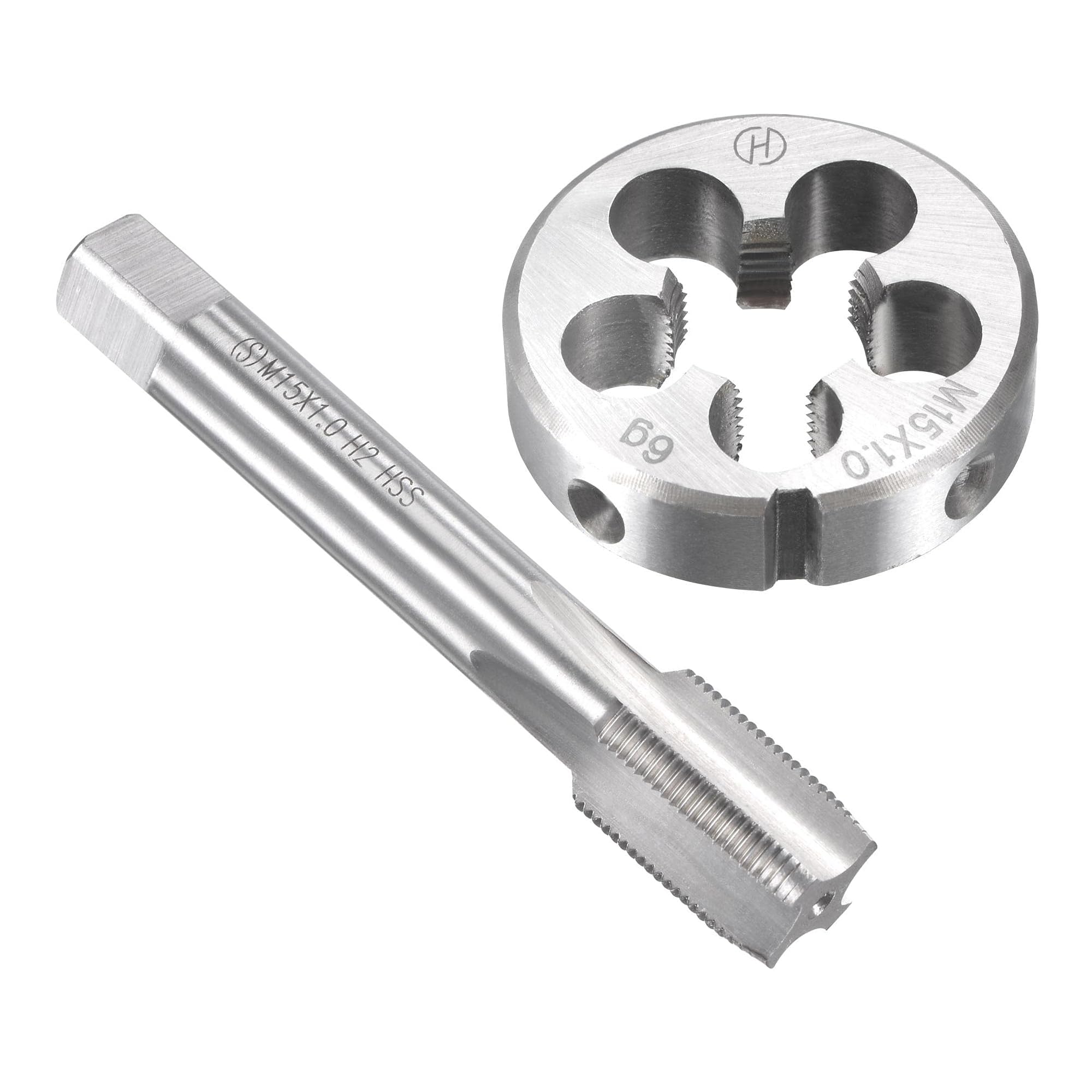 Unifizz M15 x 1mm Metric Tap and Die Set, Machine Thread Screw Tap with Round Threading Die, Tap & Die Kit for Nut Screw Bolt Thread Repair