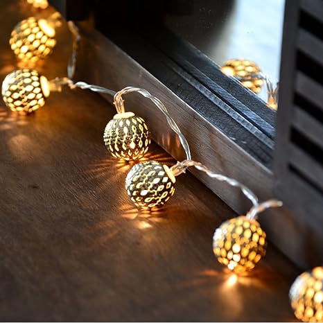 Intrendu Led Lichterkette Mit Kugeln Warmweiß In Vier Farben Weihnachtsdeko Tischdeko Silber