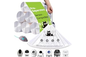 AWOHH 180 Tear-free Bulk Pack Automatic Cat Litter Box Bags, Cat Litter Box Robot 4 and 3 Waste Bags, Thick Heavy Duty Sensor-compatible Litter Box Liner 25.2 X 15.7 IN
