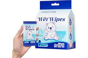 MATERN'ELLA Pocket Butt Wipes, On-The-Go, Calendula & Centella Asiatica Extract & Flushable Wipe, Fragrance free & Extra Larg