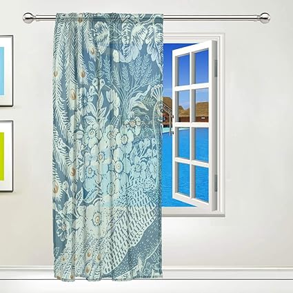 Amazon Com Lxmn Reflect Peacock 1 Door Window Room Sheer Curtain