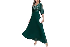 Wedtrend Women's Sequin Dresses Sparkly Glitter Dress Split Sleeves Formal Dresses Maxi Evening Dress