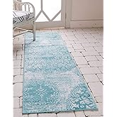 Unique Loom Sofia Collection Area Rug - Grand (2' x 6' 7" Runner, Turquoise/ Ivory)