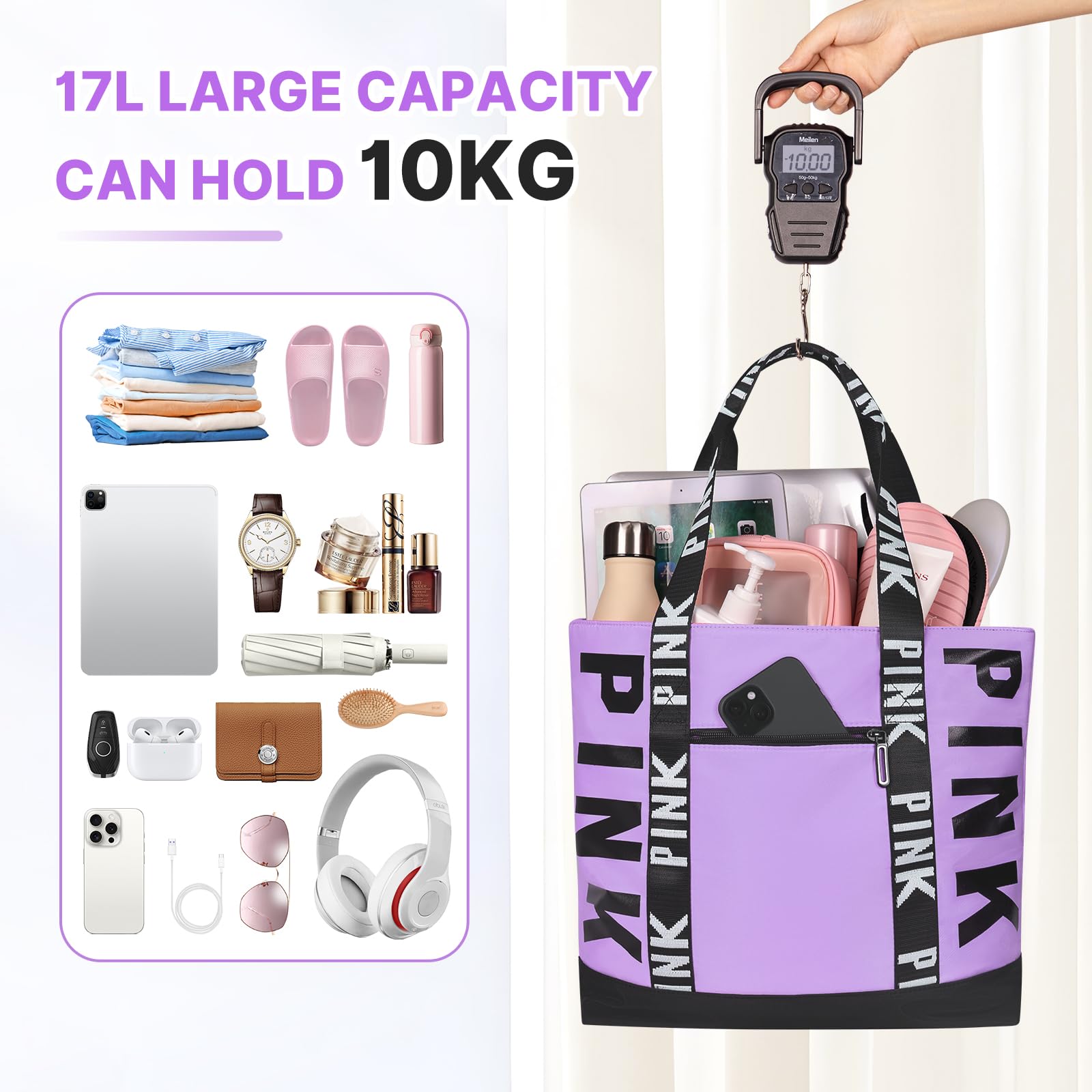 Boomistry Travel Tote Bag for Women, Large Waterproof Beach Bag for Daily
