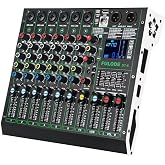 FULODE Professional DJ Audio Mixer,6 Channel Sound Mixing music Board With 99 DSP Effects,Console System PA Mixer with Bluetooth,w/USB,48V Phantom Power,Vocal Removal for Live Streaming Studio(DT-6)