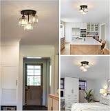 Rayofly 3-Light Modern Crystal Chandeliers Black Semi Flush Ceiling Light view 7