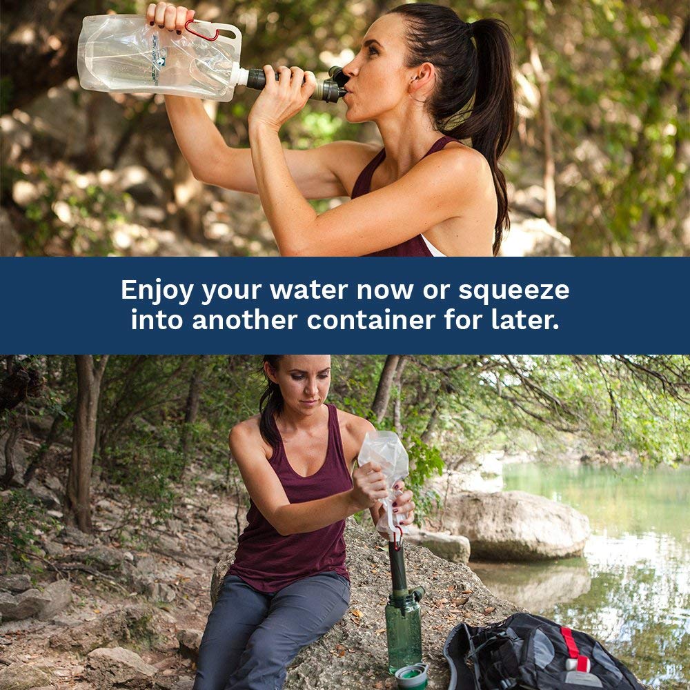 Survivor Filter Squeeze Water Filter Kit 2 Canteen - Collapsible Water Bottles: Industrial & Scientific