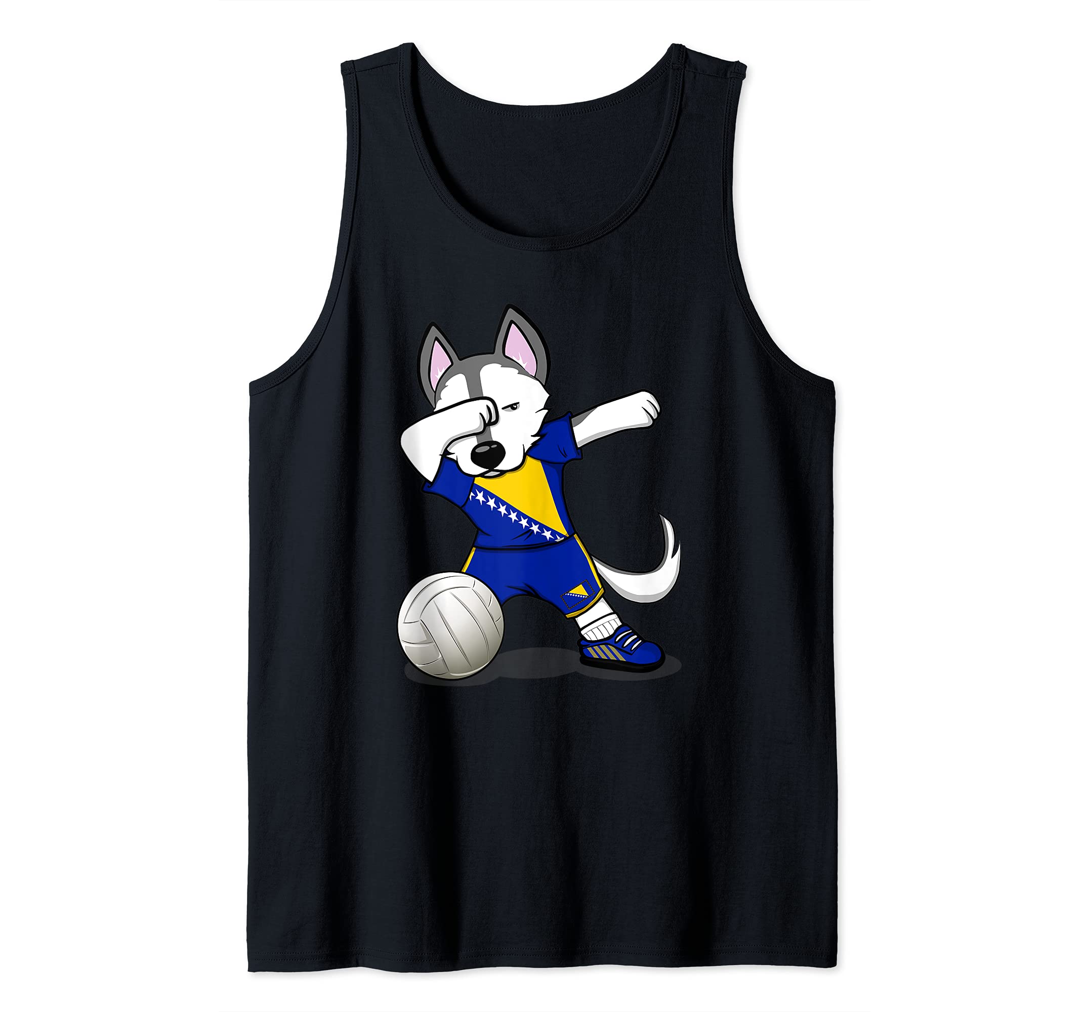 Dabbing Husky Bosnia And Herzegovina Volleyball Fans Jersey Tank Top