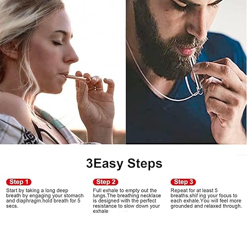 VICUSSE Stainless steel Mindful Breathing Necklace, Anxiety Relief