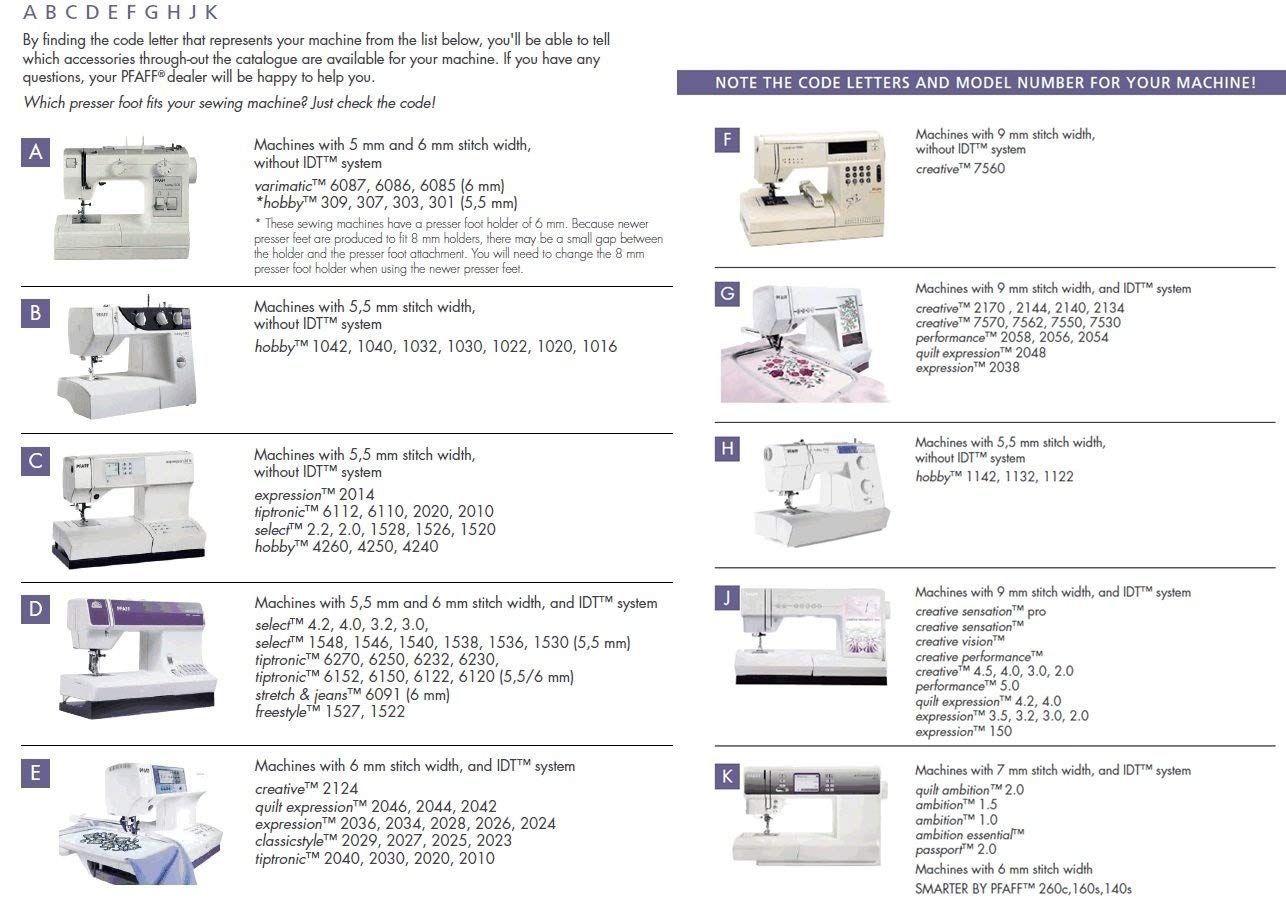 Amazon.com: PFAFF BlueArrowExpress Seam Guide Foot for IDT System Part #  820772096 for B, C, D, E, F, G, J, K