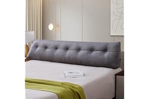 SLIGUY Large Headboard Pillow Headboard Wedge Pillow Bed Rest Reading Pillow Bolster Triangular Pillow for Sitting in Bed-Backrest Positioning Support Long Pillow for Daybed (King:76x8x20 Inches,Grey)