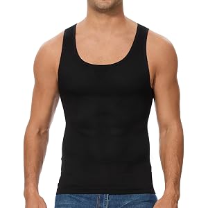 ONEW Compression Shirt for Men Shapewear Gynecomastia Tummy Control Undershirt Tank Top Seamless Slimming Body Shaper Vest