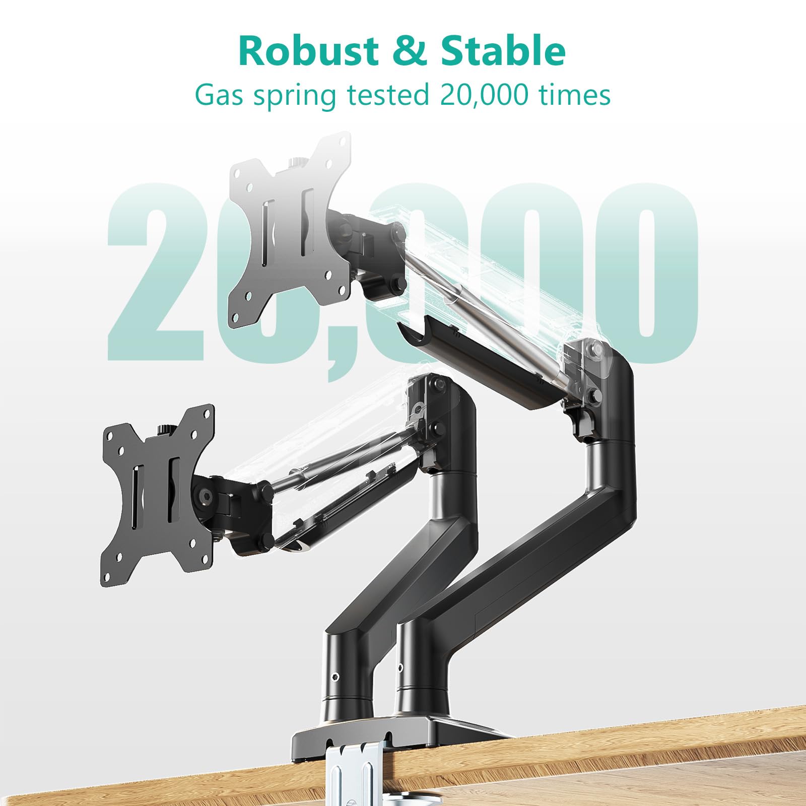 WALI Dual Monitor Stand for 17-32 inch Computer Screens, Dual Monitor Arms for 2 Monitors Holds up to 22 lbs, Height Adjustable Gas Spring Dual Monitors Mount, VESA 75x75/100x100mm (GSMP002N), Black