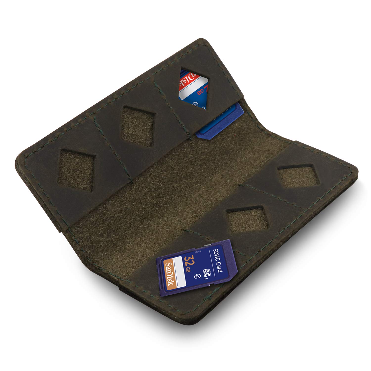MegaGear Leather SD Card Holder - Green, One size