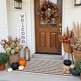 LEEVAN Outdoor Runner Rug 2x4.3 Black and White Striped Front Porch Rug | Layering Fall Doormat Farmhouse Front Porch Rug Cotton Woven Washable Throw Carpet Runner for Front Steps/Bathroom/Kitchen