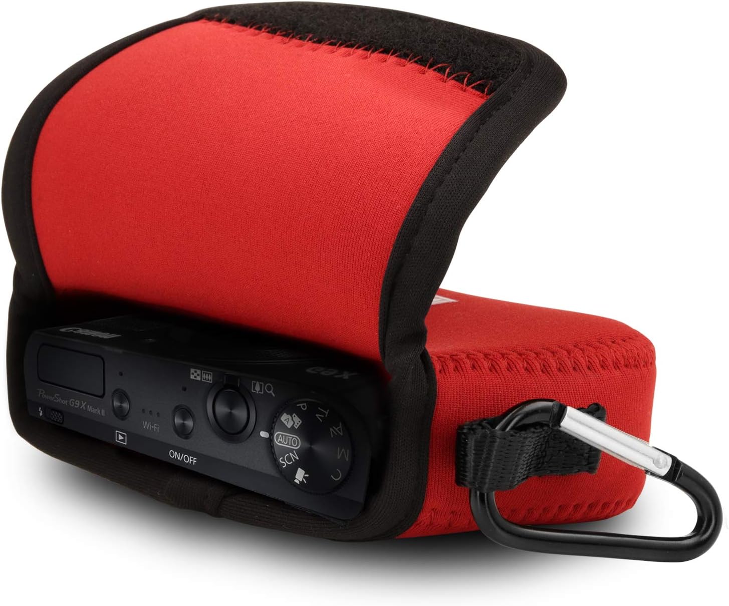 MegaGear MG699 Ultra Light Neoprene Case with Carabiner for Canon PowerShot G9 X Mark II/G9 X Camera - Red - Image 4
