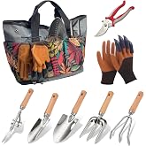 Gardening Tool Set of 8 PCS Stainless Steel Garden Tool Set with Garden Tool Bag Gardening Hand Tools,Ideal Gardening Gifts for Men and Women