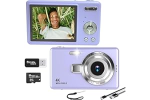 4K Digital Camera for Kids Teens, Boys Girls Students Adult Beginners Point and Shoot Camera 50 MP 16X Zoom 1080P HD 32GB SD 