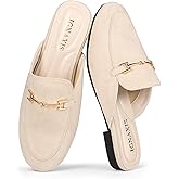 ignaxis Mules for Women Flats Round Toe Womens Mules Buckle Slip on Slides Backless Loafer Shoes
