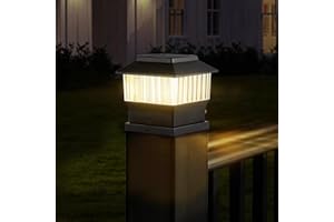 MOON-DE-AGE 50 Lumen Solar Post Lights, 3 Modes Outdoor Deck Fence Post Cap Lights - 4x4 3.5x3.5 4.5x4.5 or 5.5x5.5, LED Landscaping Patio Garden Yard Decoration Waterproof (1 Pack, Black)