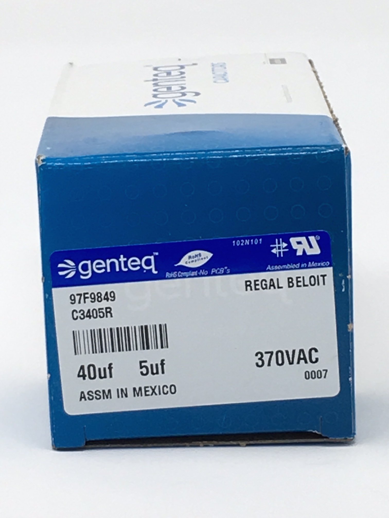 Photo 1 of Genteq C3405R 97F9849 Capacitor Motor Run, 40/5Uf, 6%, Case, 370V