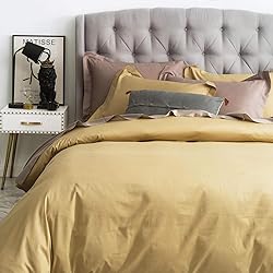 SUSYBAO 100% Cotton Gold Duvet Cover Twin Mustard
