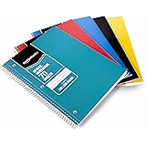 Amazon Basics College Ruled Wirebound Spiral Notebook, 70-Sheet - 5-Pack, Assorted Solid Colors