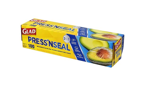 GLAD SEALABLE PLASTIC WRAP PRESS’N SEAL WITH GRIPTEX, 100 SQ FT 33.8YD X 11.8IN (PACKAGING MAY VARY)