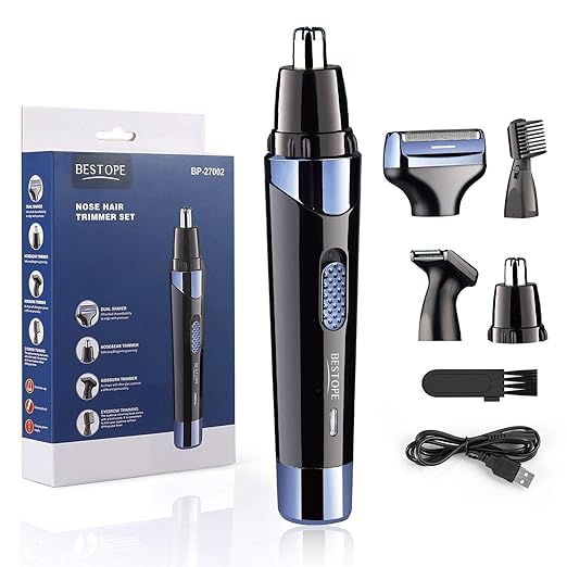 BESTOPE Nasenhaartrimmer 4 in 1 Nasenhaarschneider Nasen/Ohrhaarschneider Haartrimmer Nase/Bart Trimmer Augenbrauen Trimmer W