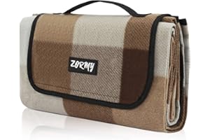 ZORMY Picnic Blanket Waterproof Beach Handy Mat Brown and White Checkered Sand Proof Mat Great for Outdoor Picnic, Beach, Camping, Camping on Grass and Portable