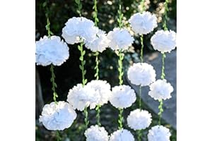 Homarkable White Tissue Paper Pom Pom Garlands, Paper Flowers for Birthday Decorations, Baby Shower, Wedding Engagement, Bridal Shower, Spring Summer Party Decorations