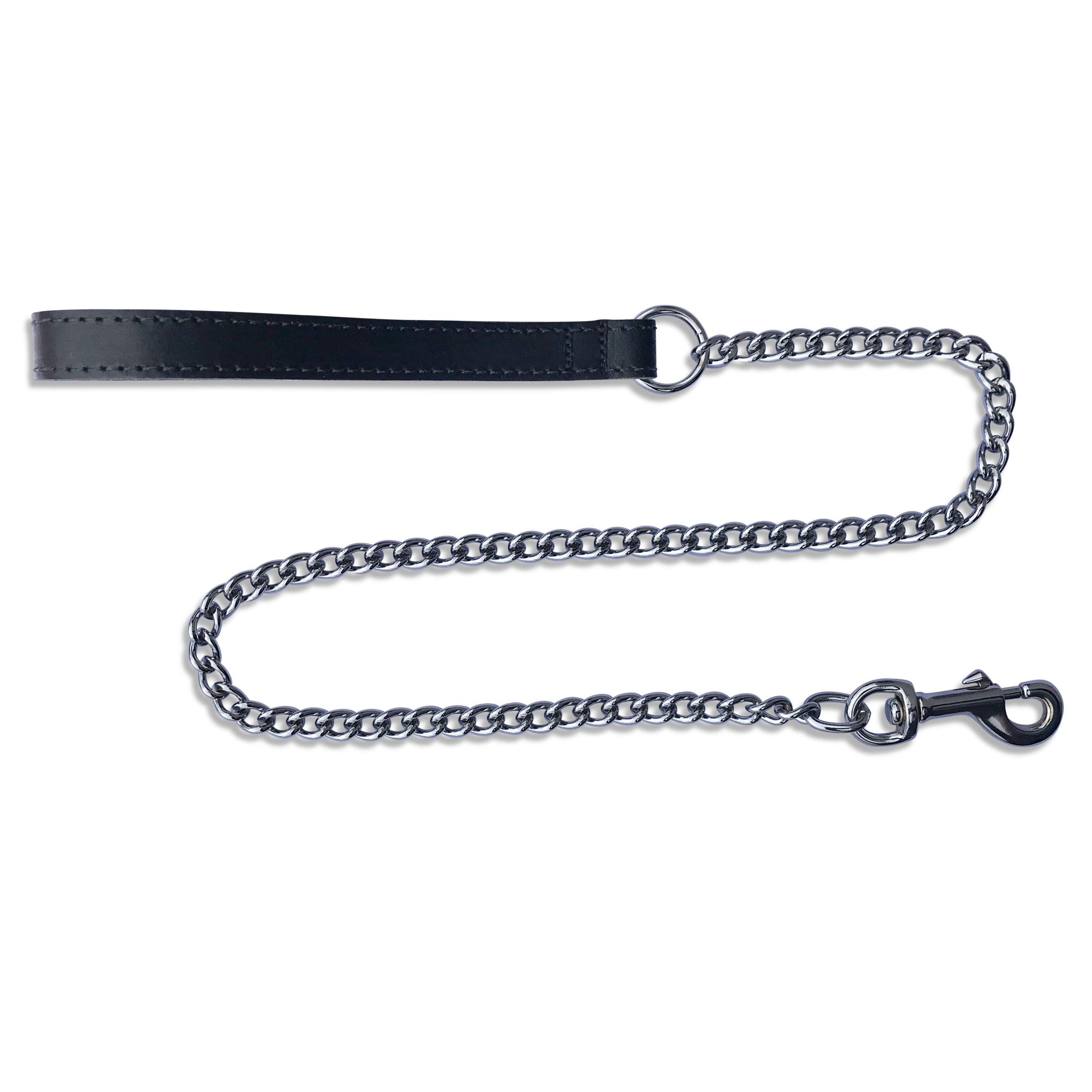 BBD 36-inch Heavy Leather Chain Lead, Black