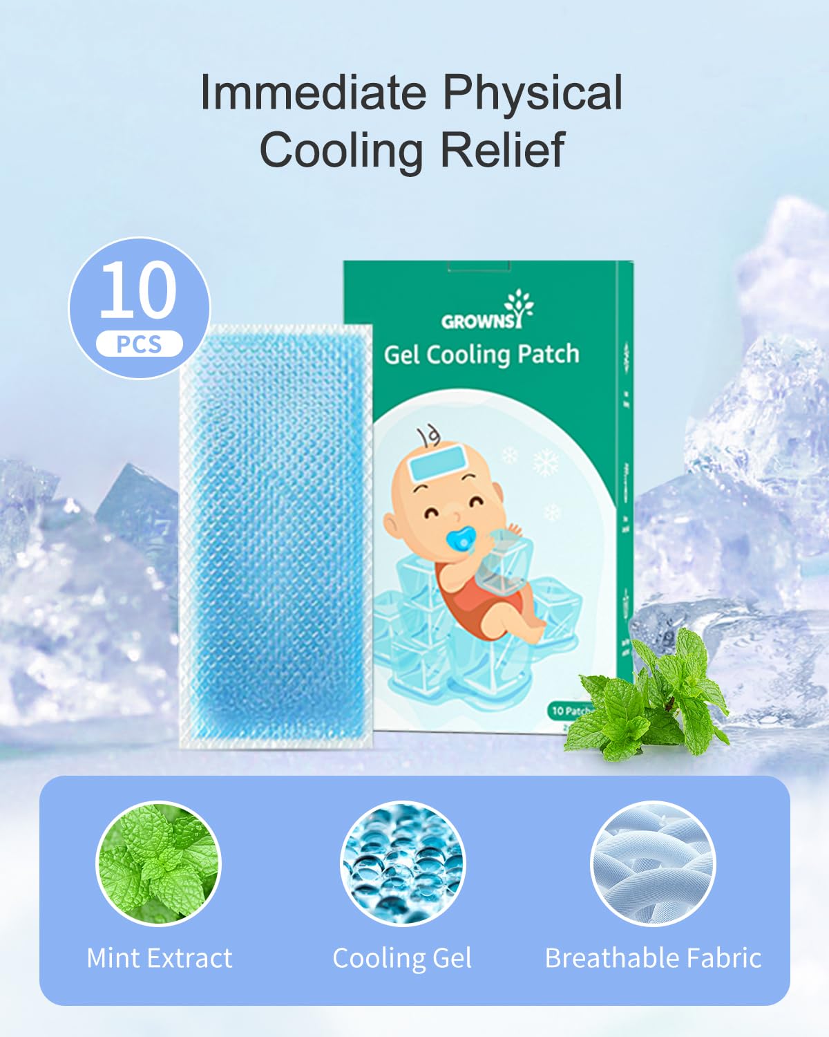 GROWNSY Baby Sick Day Care Kit, Saline Nasal Spray, Nasal Aspirator for Baby, 2 PCS Day & Night Chest Rubs, Baby Medicine Dispenser and Fever Patch for Kids