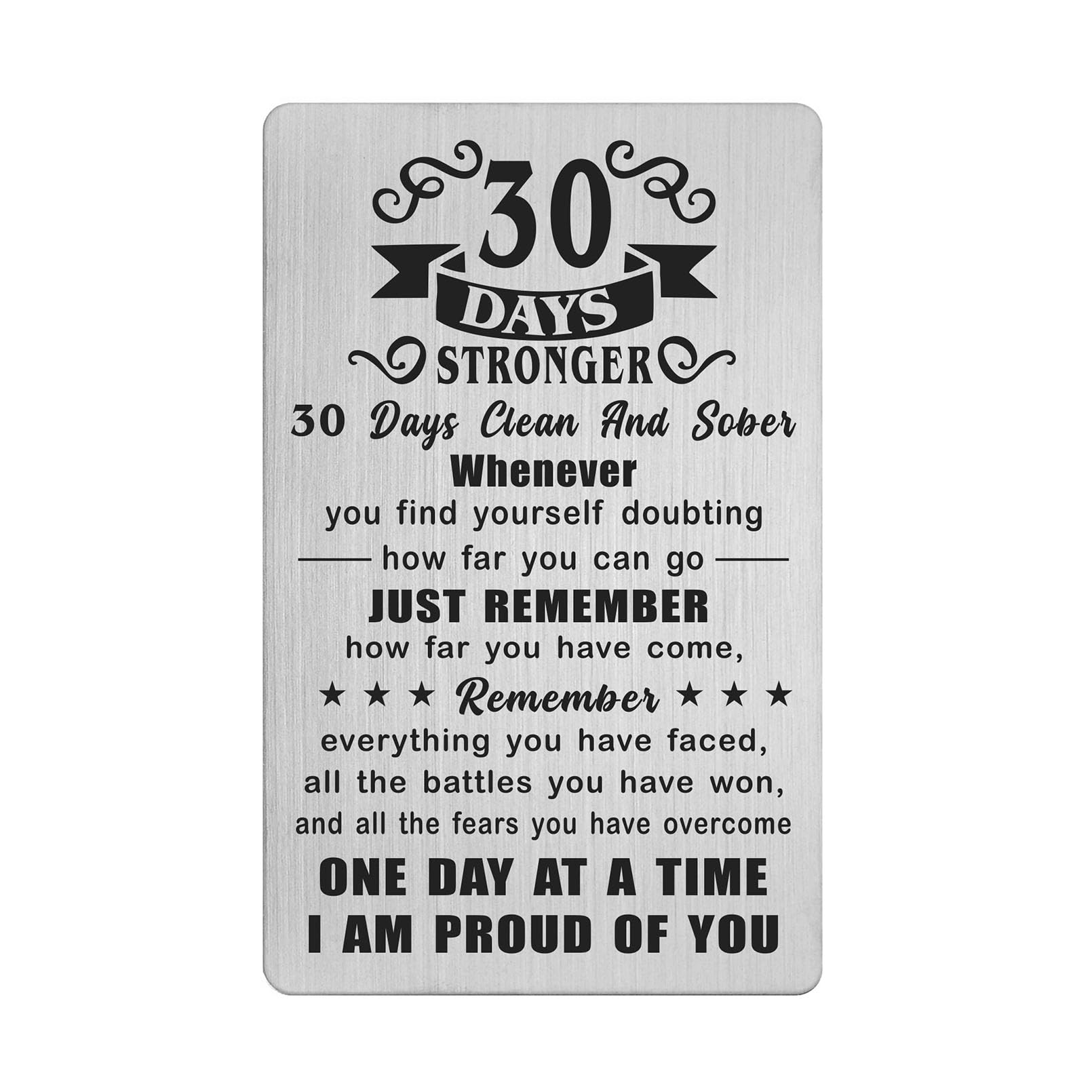 Richesele 1 Month AA Sobriety Gifts for Women Men - 30 Days Stronger and Sober Card - 30 Day Addiction Recovery Engraved Wallet Cards Token