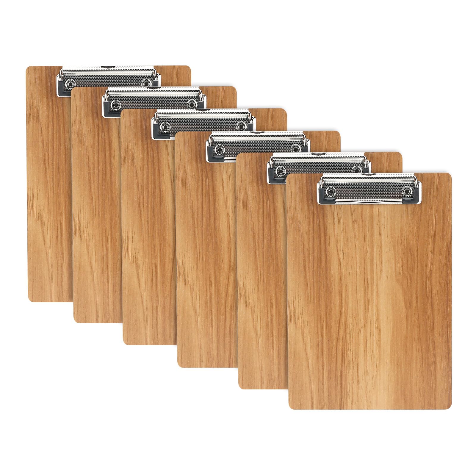 A5 Clipboard,6 Pack Wooden Clipboard with Low Profile Clip,A5 Clip Board Wooden Clipboards Hardboard