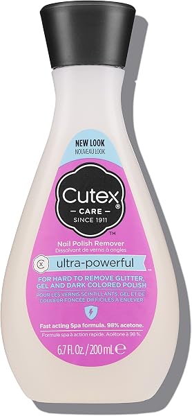 Cutex Gel Nail Polish Remover, Ultra-Powerful & Removes Glitter and Dark Colored Paints, Paraben Free, 6.76 Fl Oz