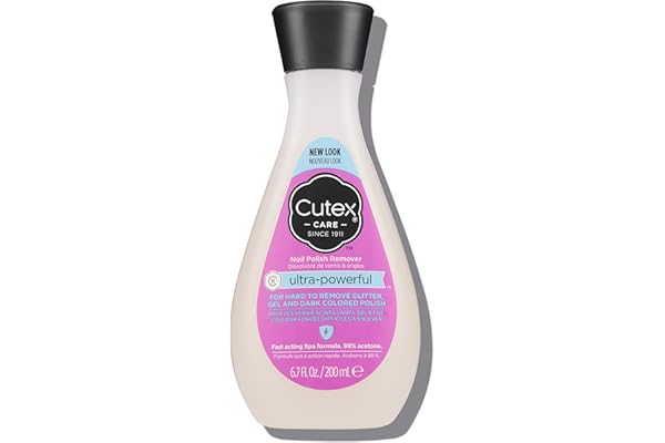 Cutex Gel Nail Polish Remover, Ultra-Powerful & Removes Glitter and Dark Colored Paints, Paraben Free, 6.76 Fl Oz