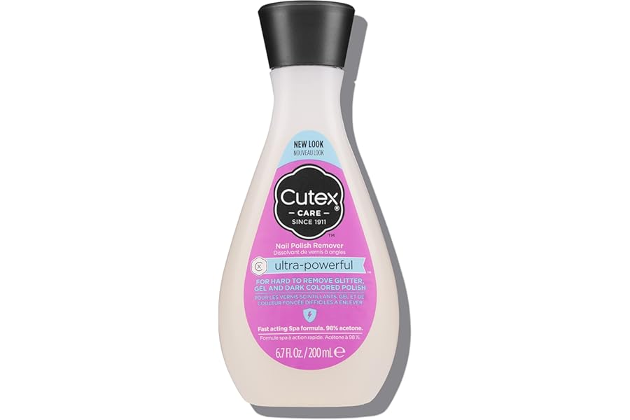 Cutex Gel Nail Polish Remover, Ultra-Powerful & Removes Glitter and Dark Colored Paints, Paraben Free, 6.76 Fl Oz